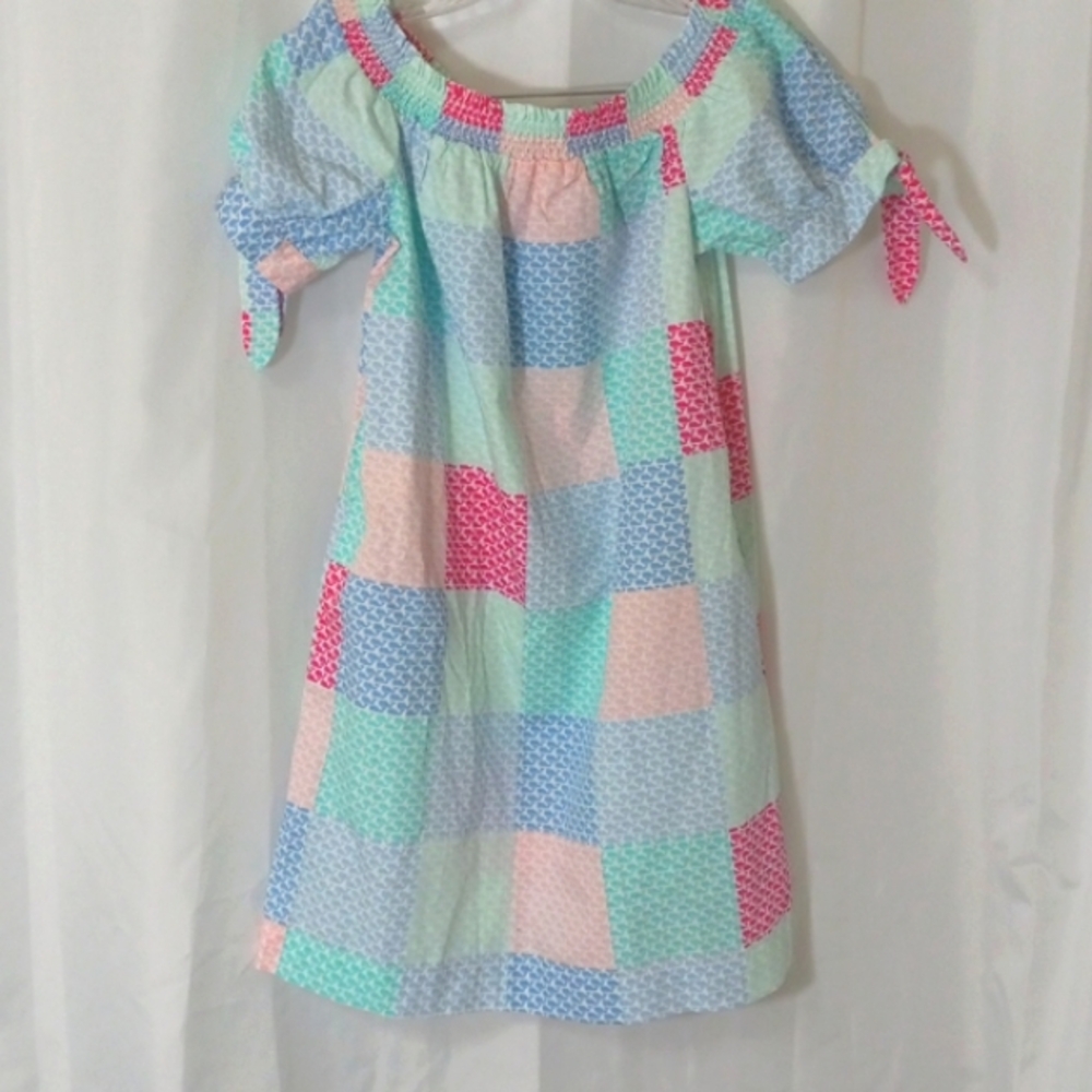 Vineyard Vines Dress Off-Shoulder Short Sleeve Whale Design Side Pocket Sz S